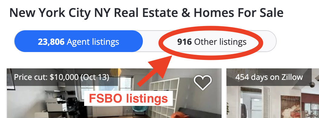 Zillow hides FSBO listings