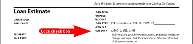  A rate lock on a loan estimate form